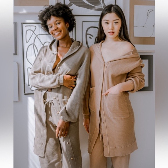 The Good Alma Women’s Waffle Tan Cardigan Duster XS Loungewear Beach Leisure Top - Picture 3 of 10